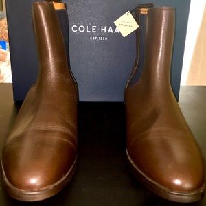 New in box. Cole Haan Men’s waterproof Chelsea boots. Size 10 W.